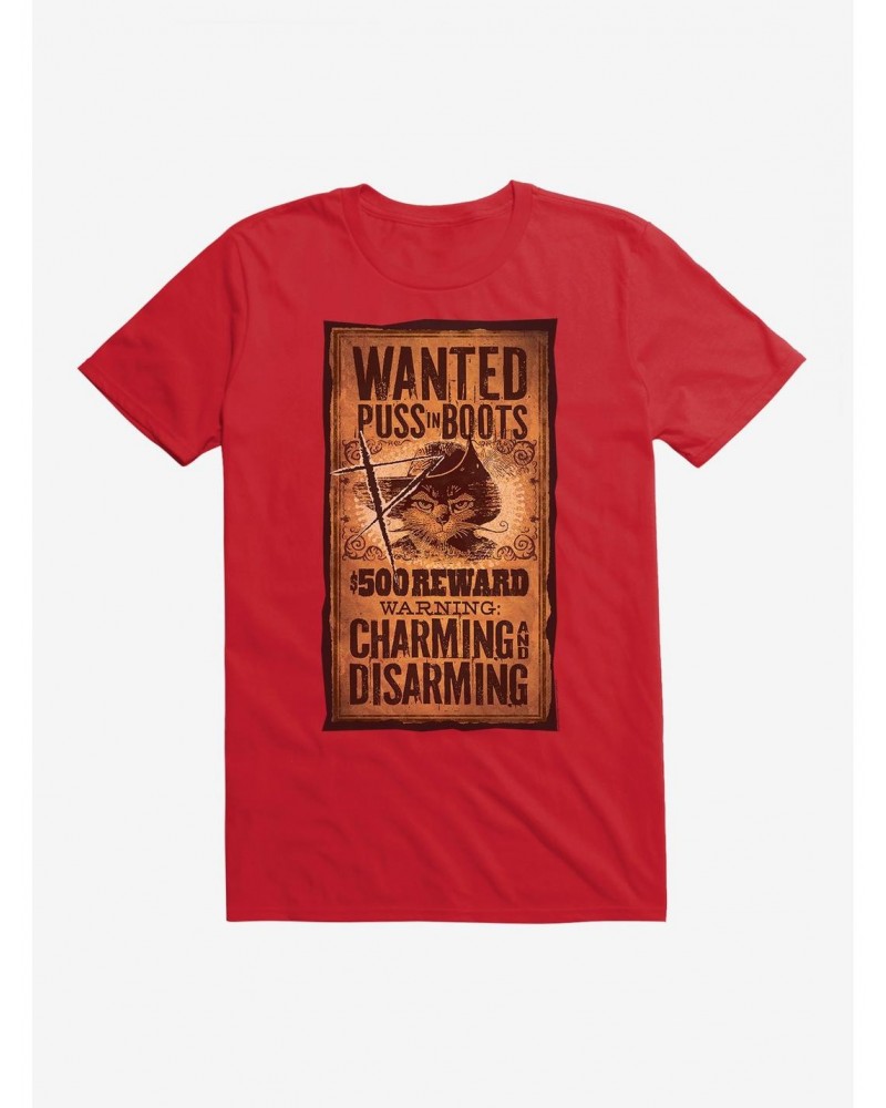 Puss In Boots Scratched Wanted Poster T-Shirt $6.50 T-Shirts