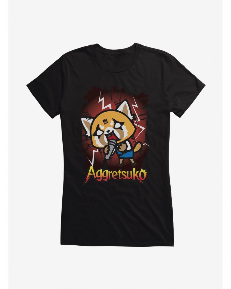 Aggretsuko Metal Rockin' Out Girls T-Shirt $8.57 T-Shirts