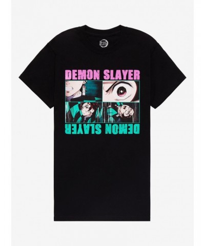 Demon Slayer: Kimetsu No Yaiba Tanjiro Panels Boyfriend Fit Girls T-Shirt $11.84 T-Shirts