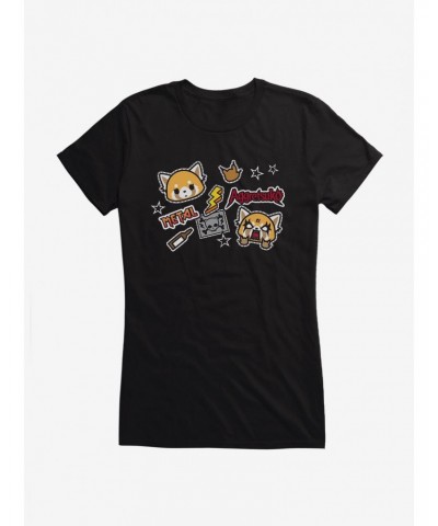 Aggretsuko Metal Gig Stickers Girls T-Shirt $8.76 T-Shirts