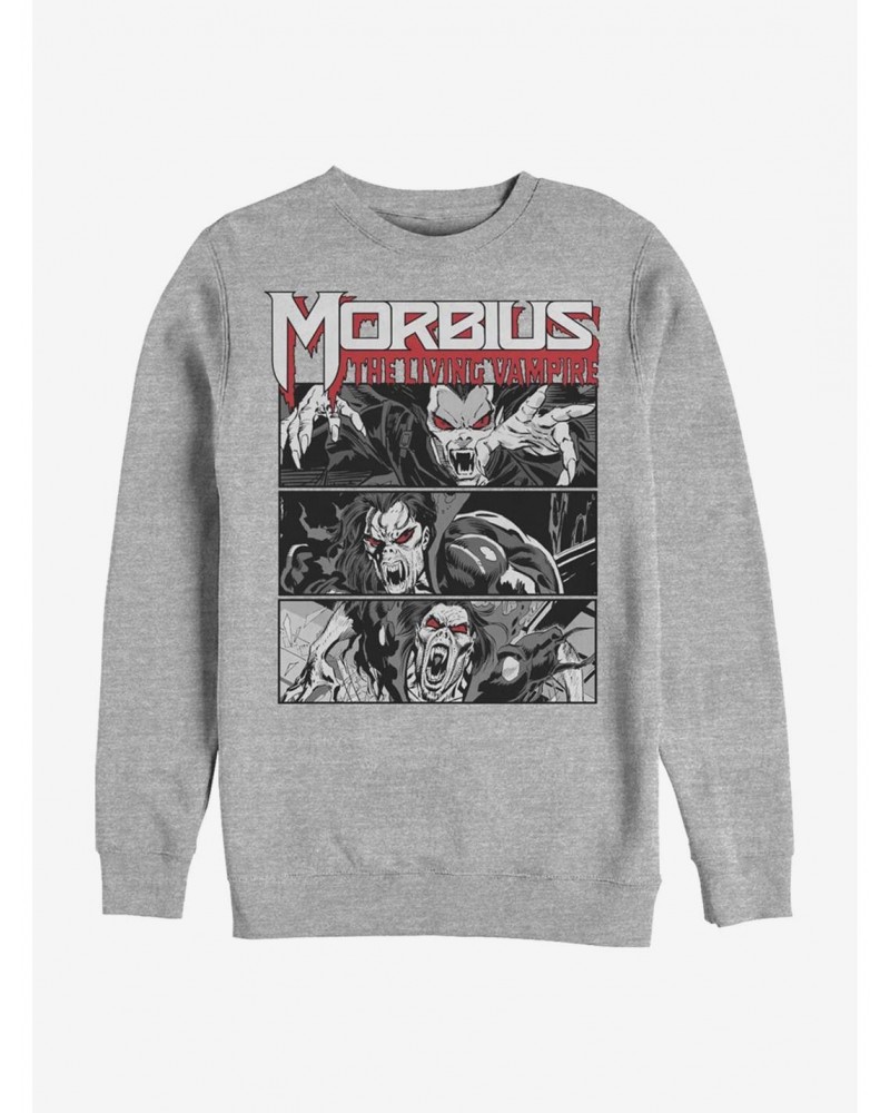 Marvel Morbius The Living Vampire Panels Crew Sweatshirt $13.28 Sweatshirts