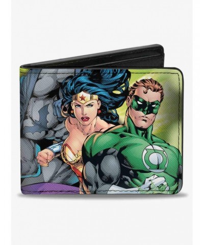 DC Comics Justice Leage 4 Superheroes 2 Villains Group Pose2 Glow Burst Bifold Wallet $8.57 Wallets