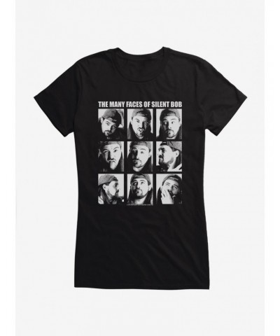 Jay And Silent Bob Reboot The Many Faces of Silent Bob Girls T-Shirt $8.57 T-Shirts