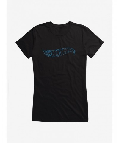 Hot Wheels Faded Blue Logo Girls T-Shirt $6.37 T-Shirts