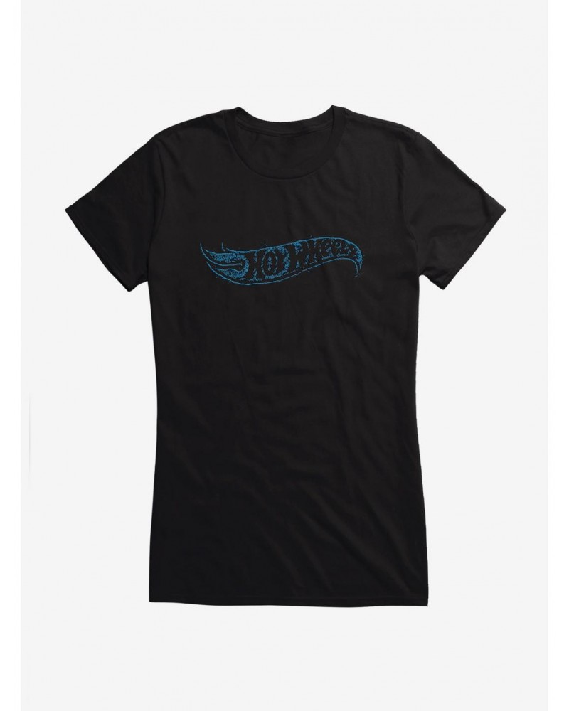Hot Wheels Faded Blue Logo Girls T-Shirt $6.37 T-Shirts