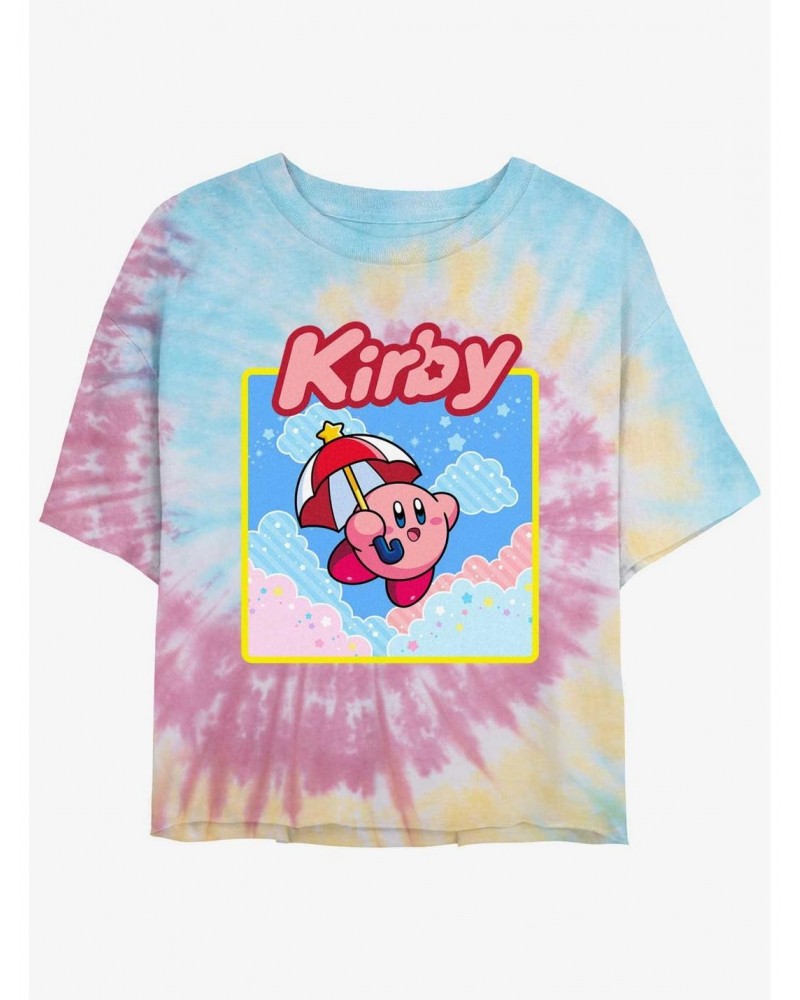 Kirby Starry Parasol Tie-Dye Girls Crop T-Shirt $10.33 T-Shirts