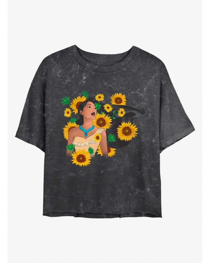 Disney Pocahontas Floral Princess Mineral Wash Crop Girls T-Shirt $6.67 T-Shirts