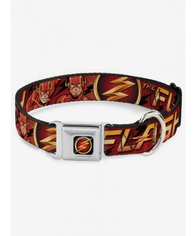 DC Comics Justice League The Flash Logo 3 Poses Seatbelt Buckle Dog Collar $8.96 Pet Collars