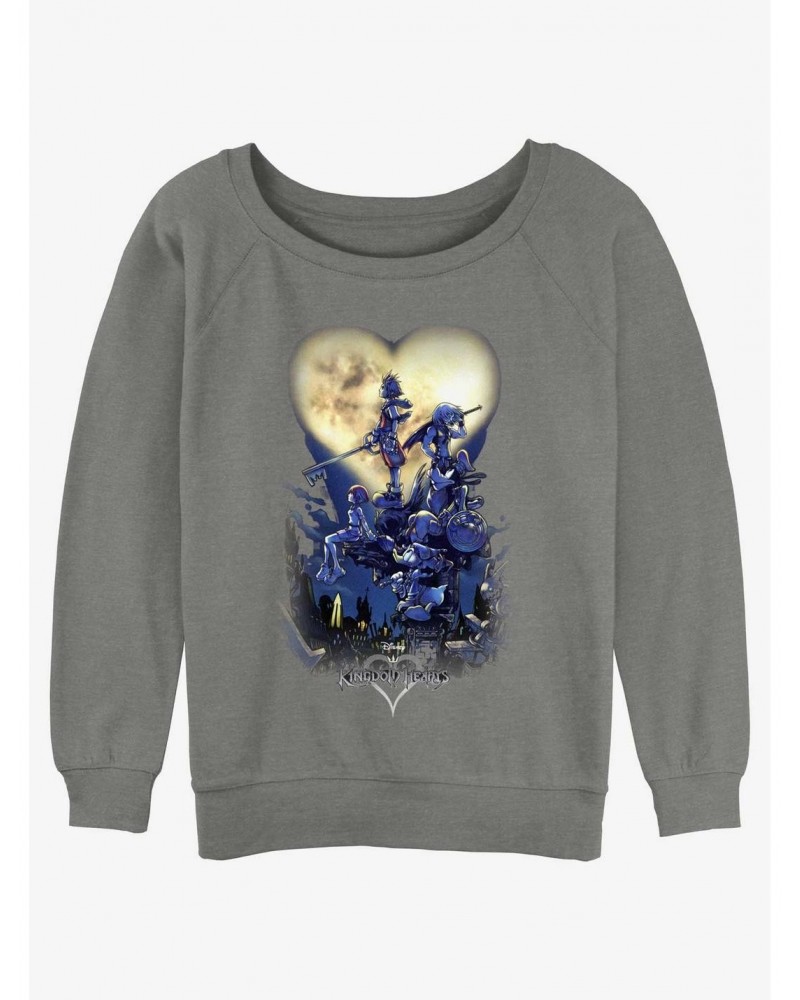 Disney Kingdom Hearts Moon Heart Poster Logo Girls Slouchy Sweatshirt $10.92 Sweatshirts