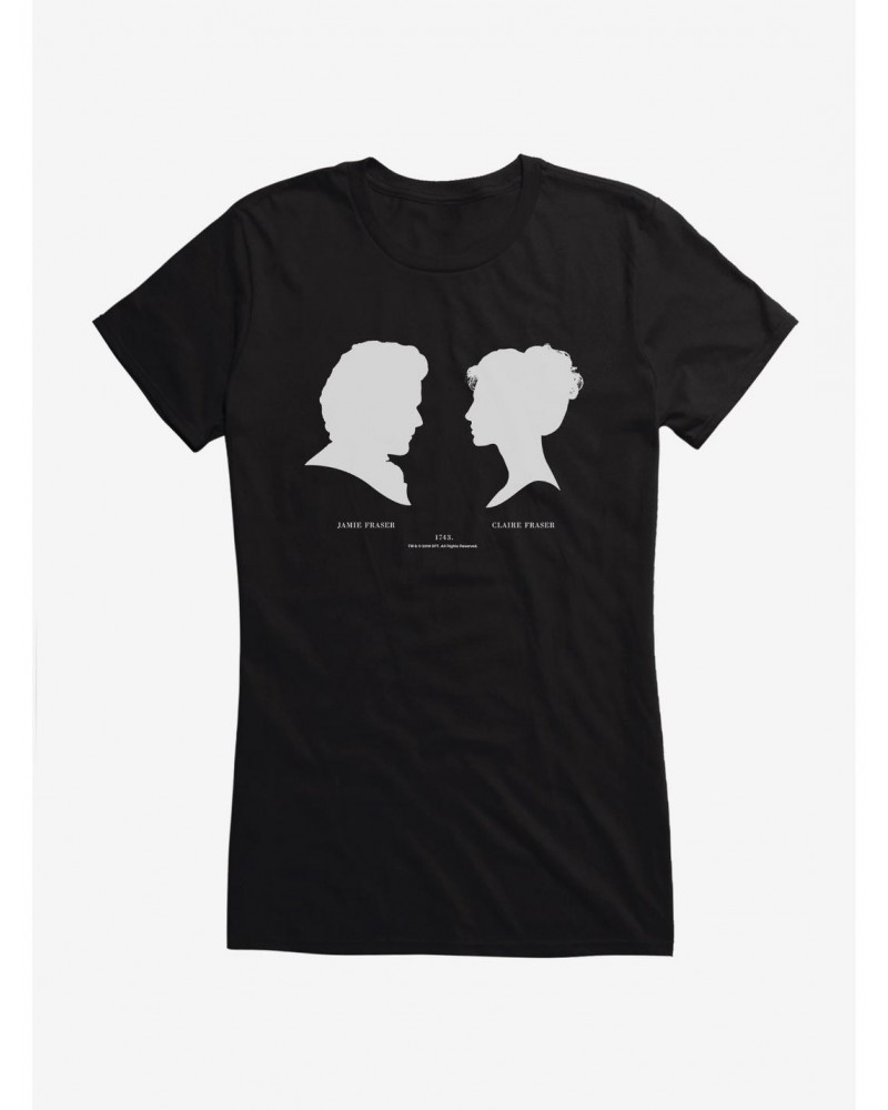 Outlander Claire and Jamie Silhouette Girls T-Shirt $7.32 T-Shirts