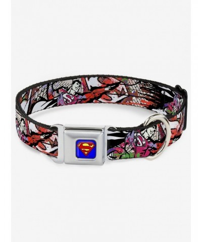 DC Comics Justice League Superman Color Flying Bricks Seatbelt Buckle Dog Collar $7.47 Pet Collars